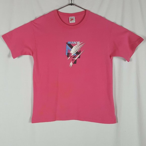 SOLD Vtg 80s Nike T-Shirt M Pink Double Sided - Picture 3 of 12